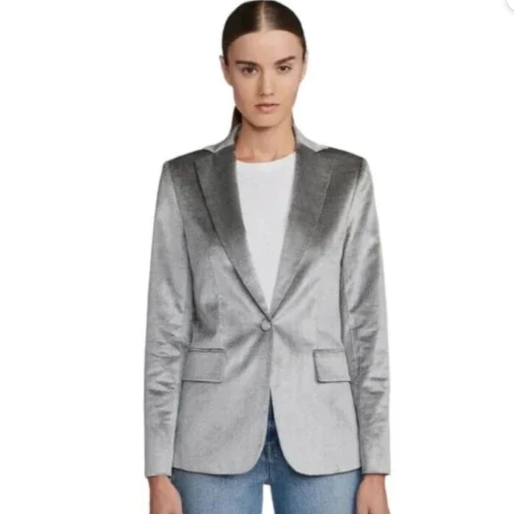 FRAME Silver Gray Velvet Women’s Blazer Jacket Size 4